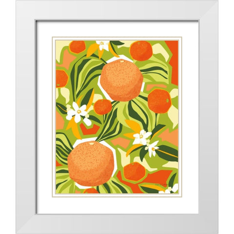 Tangerine Grapefruit White Modern Wood Framed Art Print with Double Matting by Gallagher, Megan