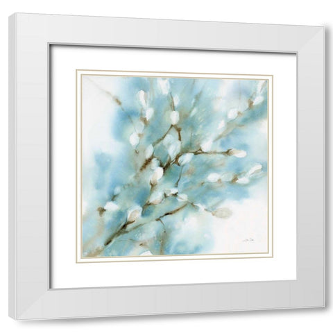Pussy Willows Square White Modern Wood Framed Art Print with Double Matting by Pete, Katrina
