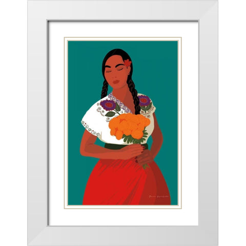 Mexican Woman II White Modern Wood Framed Art Print with Double Matting by Escalante, Omar