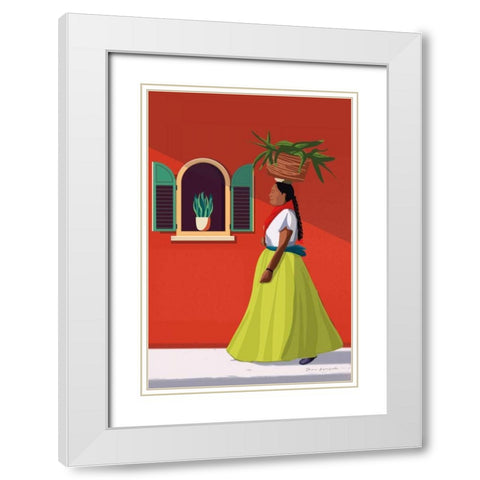 Market Day Woman White Modern Wood Framed Art Print with Double Matting by Escalante, Omar