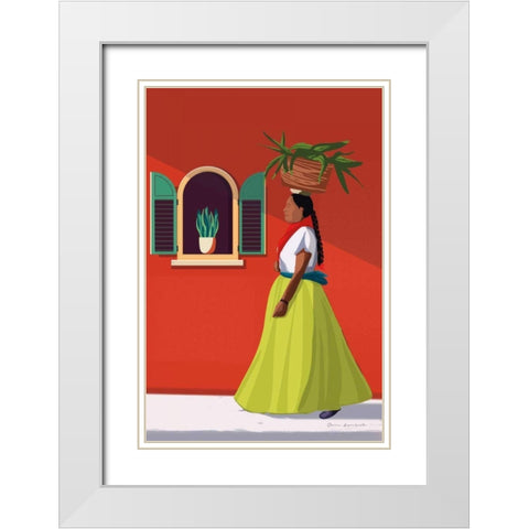 Market Day Woman White Modern Wood Framed Art Print with Double Matting by Escalante, Omar
