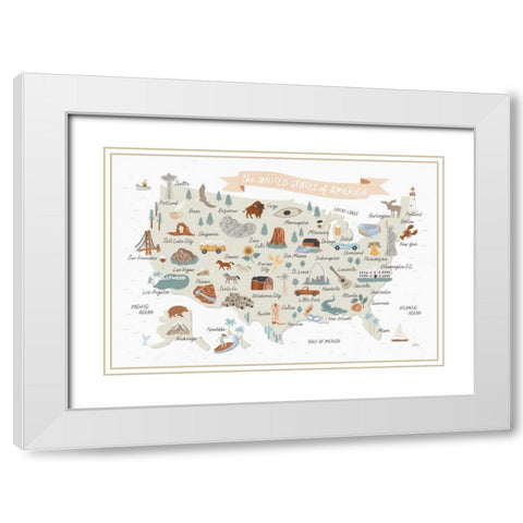 Around the World II White Modern Wood Framed Art Print with Double Matting by Marshall, Laura