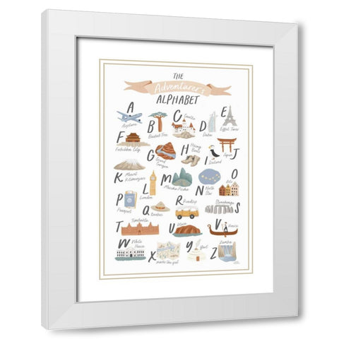 Around the World III White Modern Wood Framed Art Print with Double Matting by Marshall, Laura