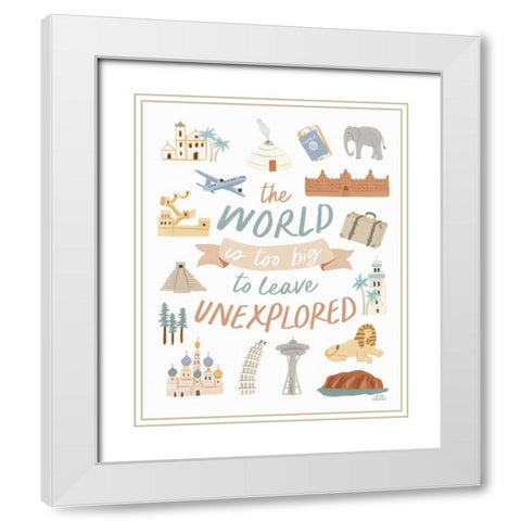 Around the World V White Modern Wood Framed Art Print with Double Matting by Marshall, Laura