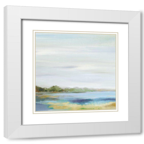 Emerald Lagoon Sq Light White Modern Wood Framed Art Print with Double Matting by Vassileva, Silvia