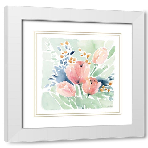 Tulip Bower White Modern Wood Framed Art Print with Double Matting by Pete, Katrina
