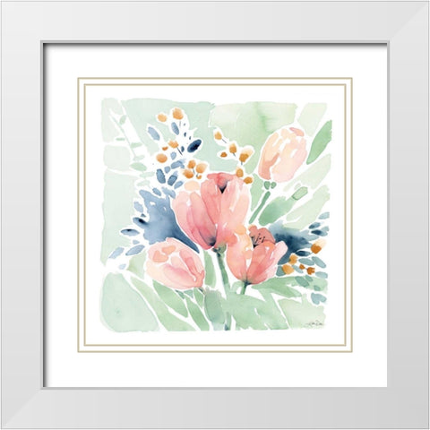 Tulip Bower White Modern Wood Framed Art Print with Double Matting by Pete, Katrina