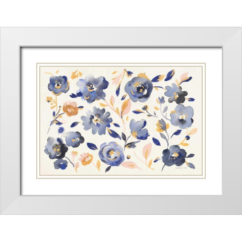 May Flowers I White Modern Wood Framed Art Print with Double Matting by Nai, Danhui