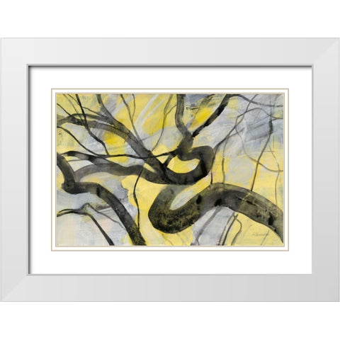 Twisted White Modern Wood Framed Art Print with Double Matting by Hristova, Albena