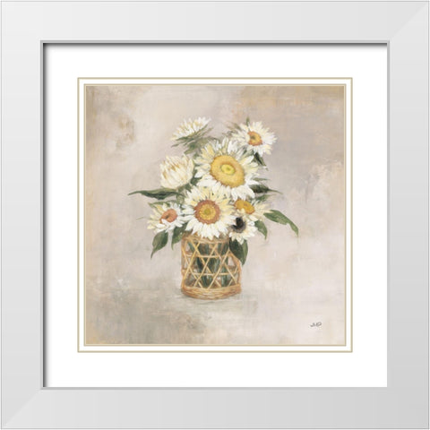 Sunflowers in Rattan White Modern Wood Framed Art Print with Double Matting by Purinton, Julia