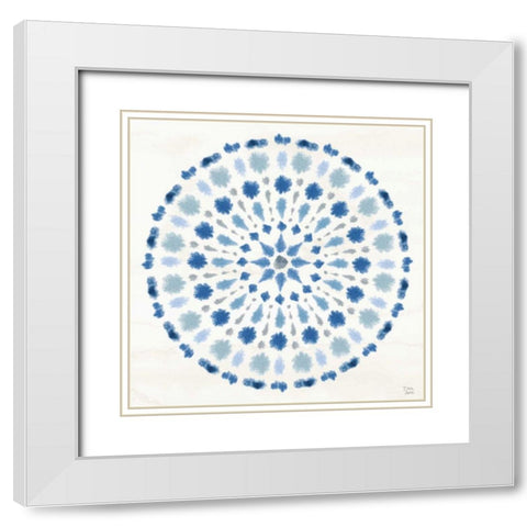 Indigo Splash II White Modern Wood Framed Art Print with Double Matting by June, Dina