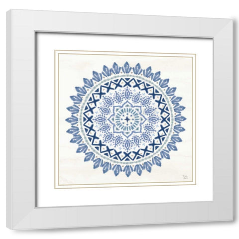 Indigo Splash IV White Modern Wood Framed Art Print with Double Matting by June, Dina