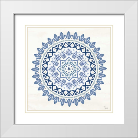 Indigo Splash IV White Modern Wood Framed Art Print with Double Matting by June, Dina