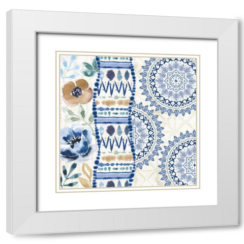 Indigo Splash VII White Modern Wood Framed Art Print with Double Matting by June, Dina