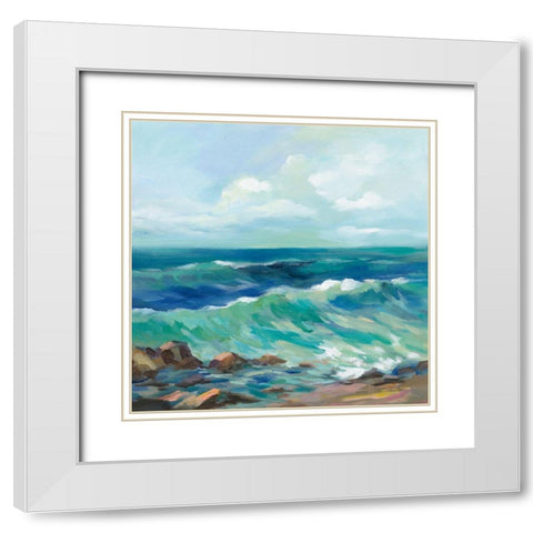 Rocky Beach White Modern Wood Framed Art Print with Double Matting by Vassileva, Silvia