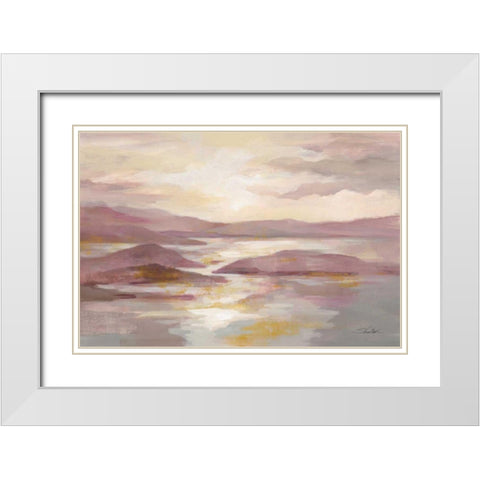 Pink and Gold Landscape White Modern Wood Framed Art Print with Double Matting by Vassileva, Silvia