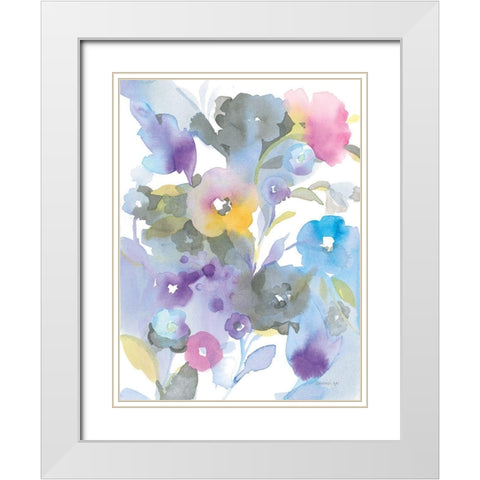 Bright Jewel Garden I White Modern Wood Framed Art Print with Double Matting by Nai, Danhui