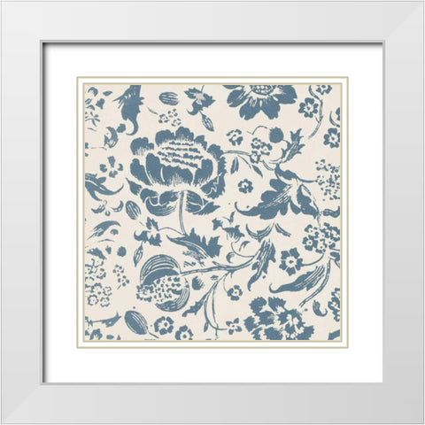 Floral Toile I White Modern Wood Framed Art Print with Double Matting by Wild Apple Portfolio