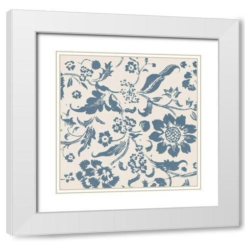Floral Toile II White Modern Wood Framed Art Print with Double Matting by Wild Apple Portfolio