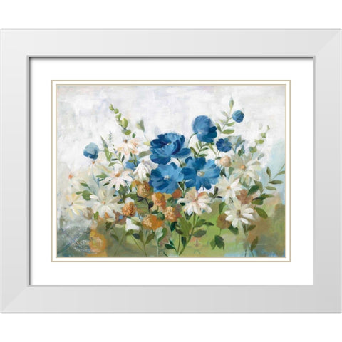 Wild Hillside White Modern Wood Framed Art Print with Double Matting by Nai, Danhui