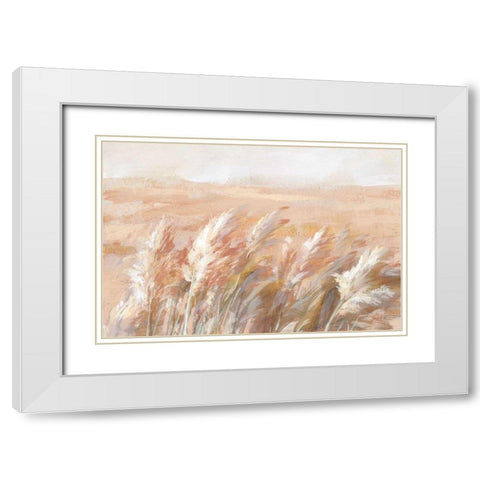 Terracotta Prairie Grasses White Modern Wood Framed Art Print with Double Matting by Nai, Danhui