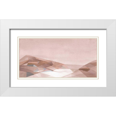 Warm Geometric Mountain White Modern Wood Framed Art Print with Double Matting by Nai, Danhui