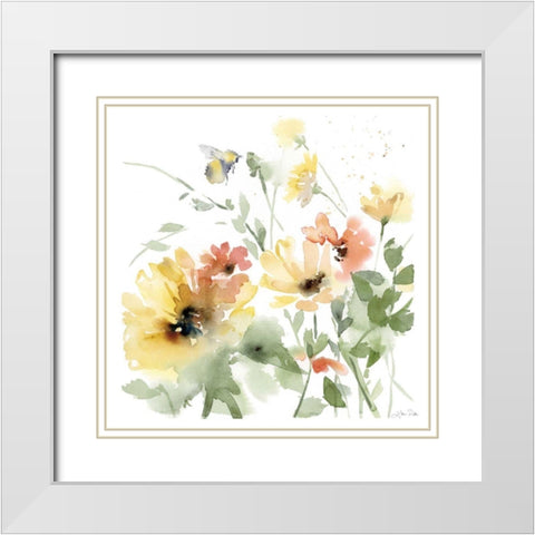 Sunflower Meadow I White Modern Wood Framed Art Print with Double Matting by Pete, Katrina