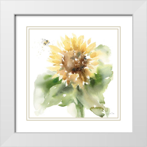 Sunflower Meadow III White Modern Wood Framed Art Print with Double Matting by Pete, Katrina