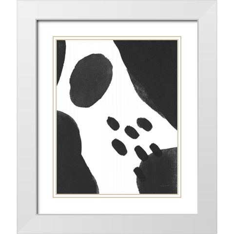 Abstract Tidepool II Black White Modern Wood Framed Art Print with Double Matting by Nai, Danhui