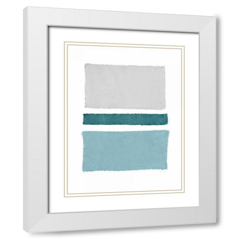 Painted Weaving V Blue Green White Modern Wood Framed Art Print with Double Matting by Rhue, Piper