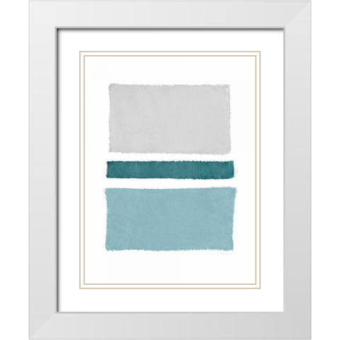 Painted Weaving V Blue Green White Modern Wood Framed Art Print with Double Matting by Rhue, Piper