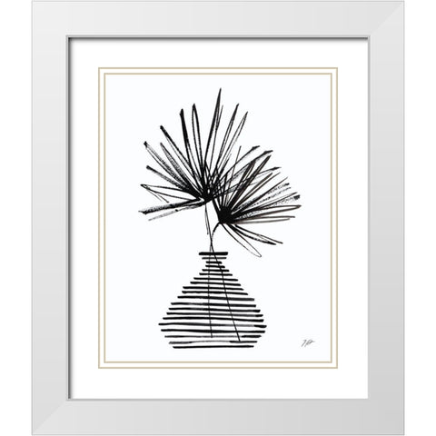 Fan Leaves Still Life Black White Modern Wood Framed Art Print with Double Matting by Panganiban, Karyn