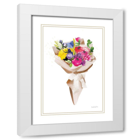 Happy Flowers White Modern Wood Framed Art Print with Double Matting by Charro, Mercedes Lopez