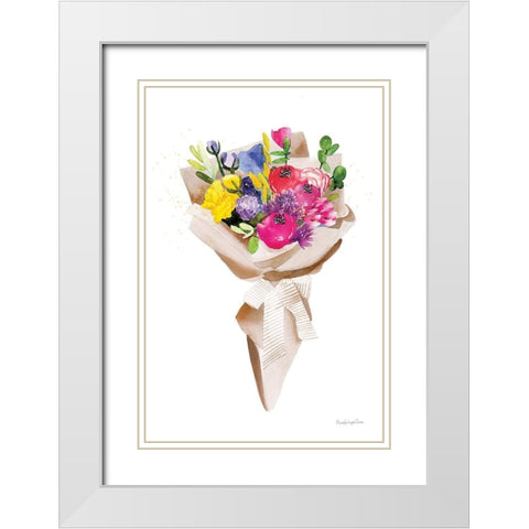 Happy Flowers White Modern Wood Framed Art Print with Double Matting by Charro, Mercedes Lopez