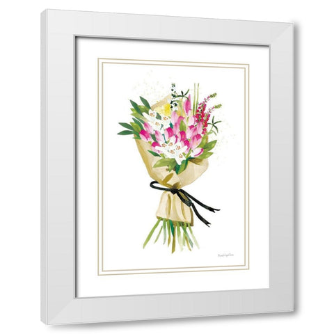 Spring Bouquet White Modern Wood Framed Art Print with Double Matting by Charro, Mercedes Lopez