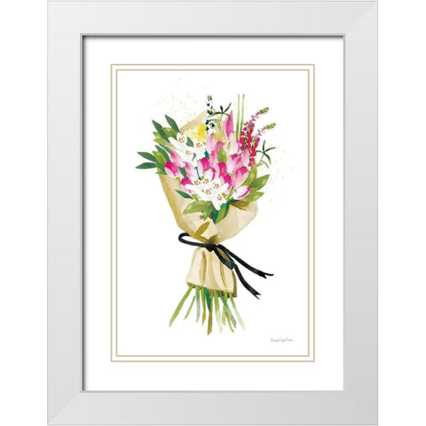 Spring Bouquet White Modern Wood Framed Art Print with Double Matting by Charro, Mercedes Lopez