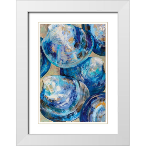 Beyond Blue Shells White Modern Wood Framed Art Print with Double Matting by Vertentes, Jeanette