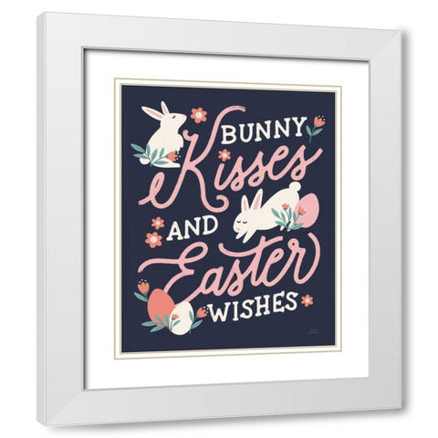 Bunny Kisses II White Modern Wood Framed Art Print with Double Matting by Marshall, Laura