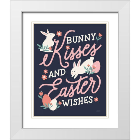 Bunny Kisses II White Modern Wood Framed Art Print with Double Matting by Marshall, Laura