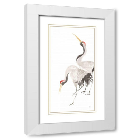 Scroll Crane IV White Modern Wood Framed Art Print with Double Matting by Paschke, Chris