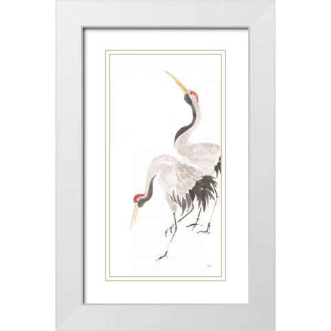 Scroll Crane IV White Modern Wood Framed Art Print with Double Matting by Paschke, Chris