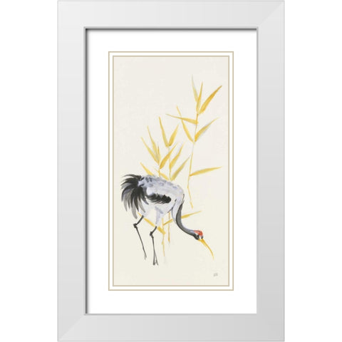 Crane Reeds II White Modern Wood Framed Art Print with Double Matting by Paschke, Chris