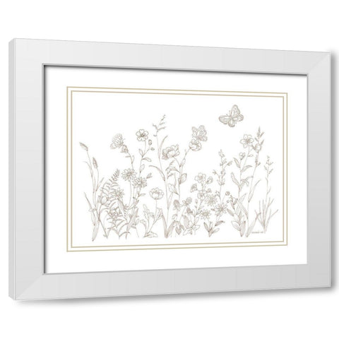 Butterfly Garden White Modern Wood Framed Art Print with Double Matting by Nai, Danhui