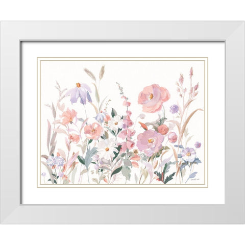 Boho Wildflowers White Modern Wood Framed Art Print with Double Matting by Nai, Danhui