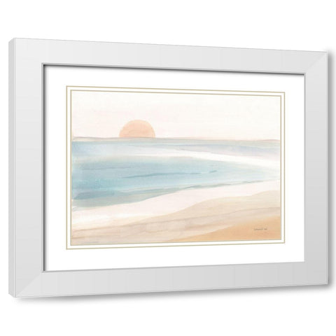 Pastel Sea White Modern Wood Framed Art Print with Double Matting by Nai, Danhui