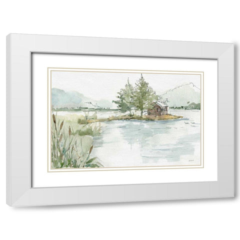 Serene Lake II White Modern Wood Framed Art Print with Double Matting by Tavoletti, Anne