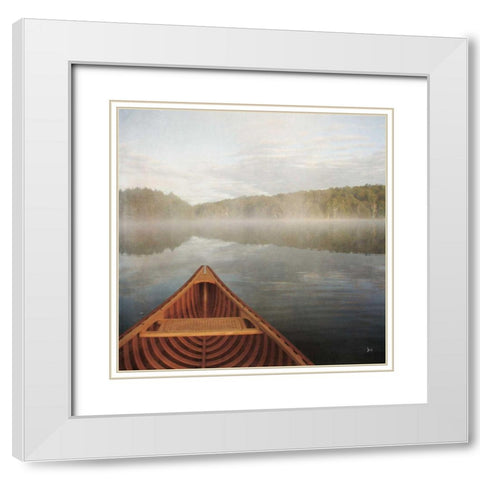 Calm Waters Canoe I White Modern Wood Framed Art Print with Double Matting by Aiken, Jess