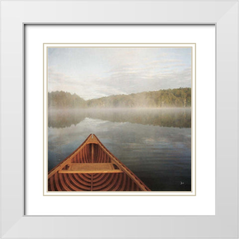 Calm Waters Canoe I White Modern Wood Framed Art Print with Double Matting by Aiken, Jess