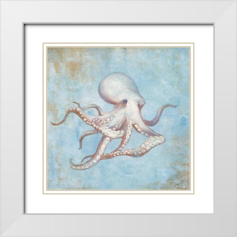 Treasures from the Sea V Watercolor White Modern Wood Framed Art Print with Double Matting by Nai, Danhui