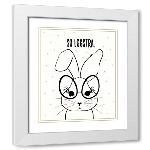 Funny Bunny II White Modern Wood Framed Art Print with Double Matting by York, Leah